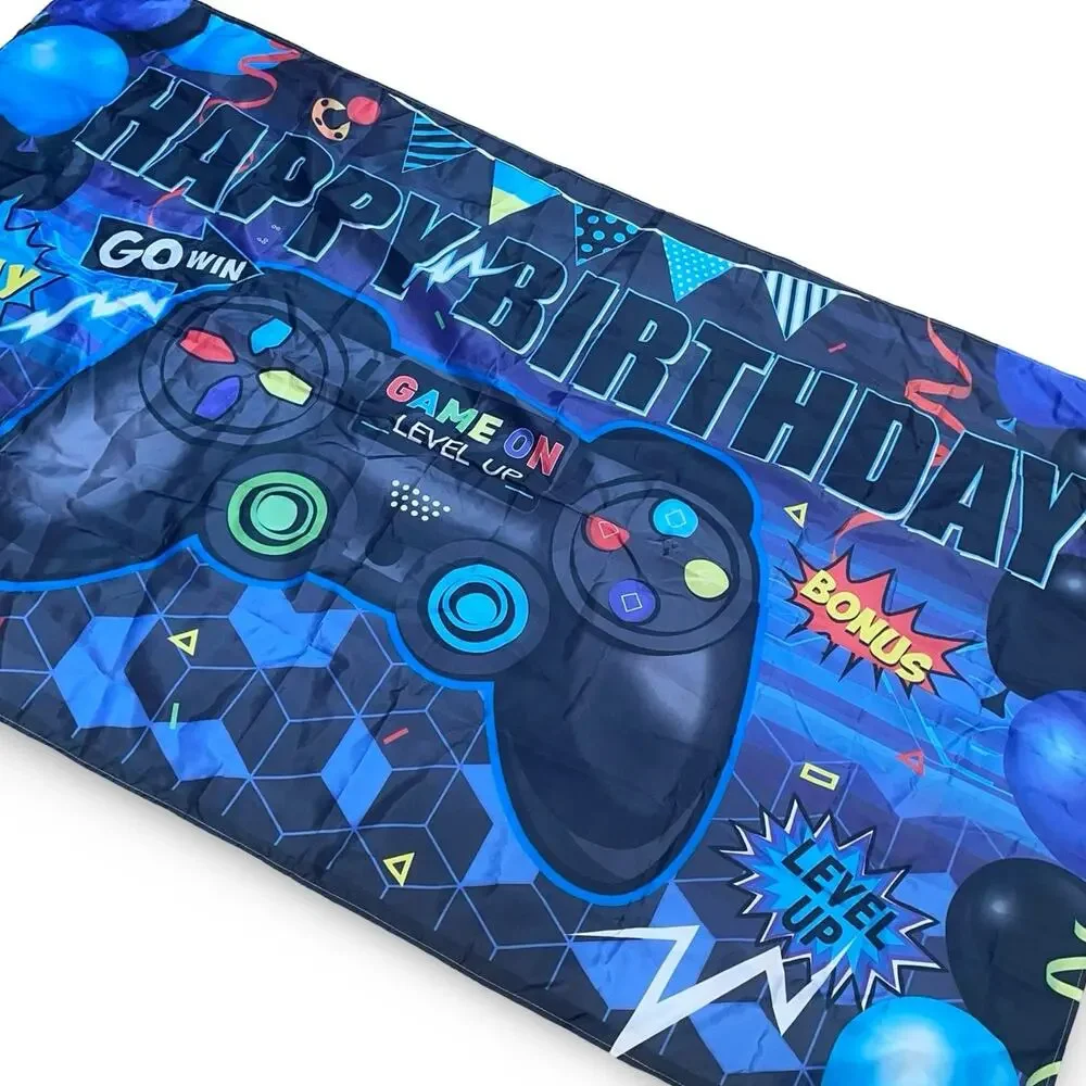 Gamer Happy Birthday Banner 72” X 42” Game Controller Gamepad Party Decor Blue